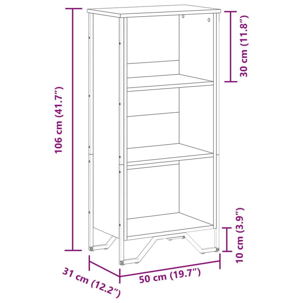 Regal za knjige crni 50 x 31 x 106 cm od konstruiranog drva