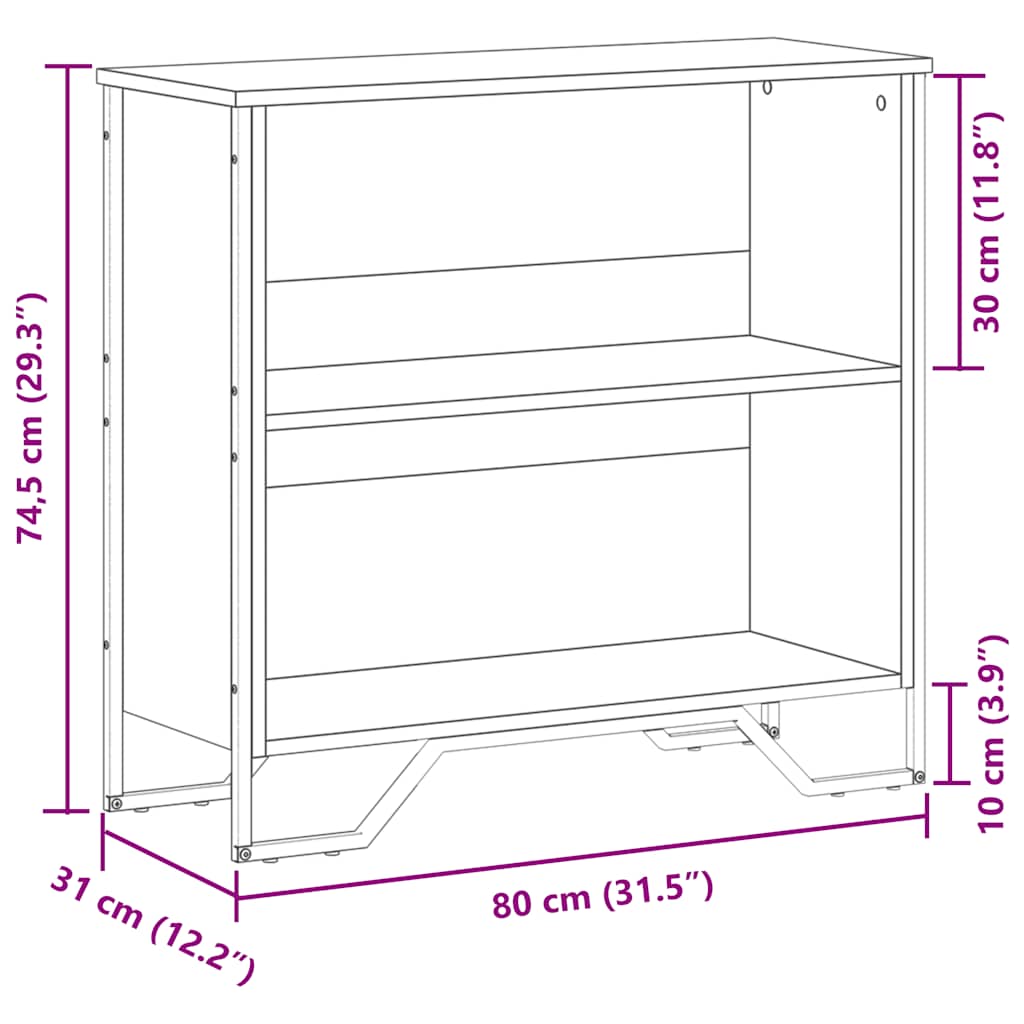 Regal za knjige crni 80x31x74,5 cm od konstruiranog drva