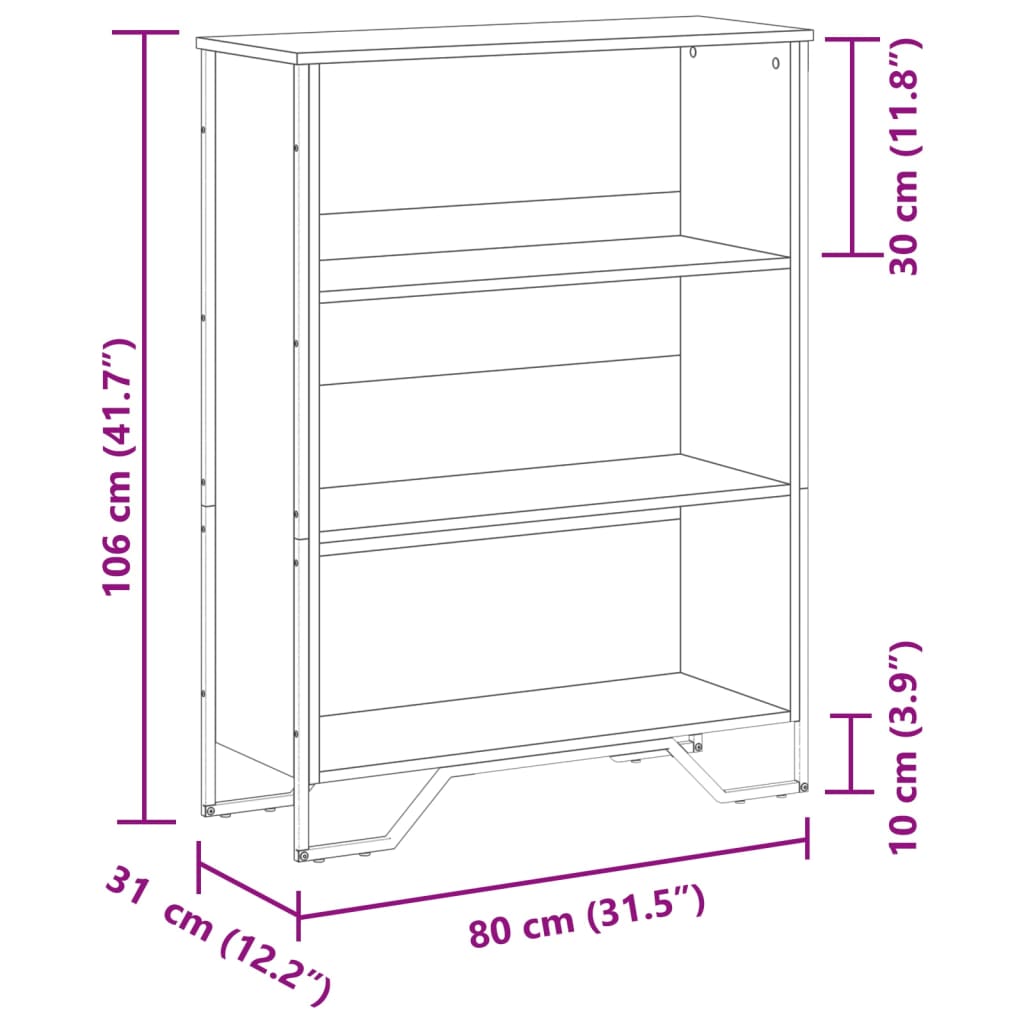 Regal za knjige crni 80x31x106 cm konstruirano drvo