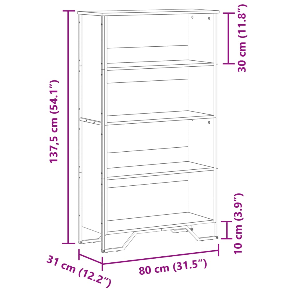 Regal za knjige boja hrasta 80x31x137,5 cm konstruirano drvo