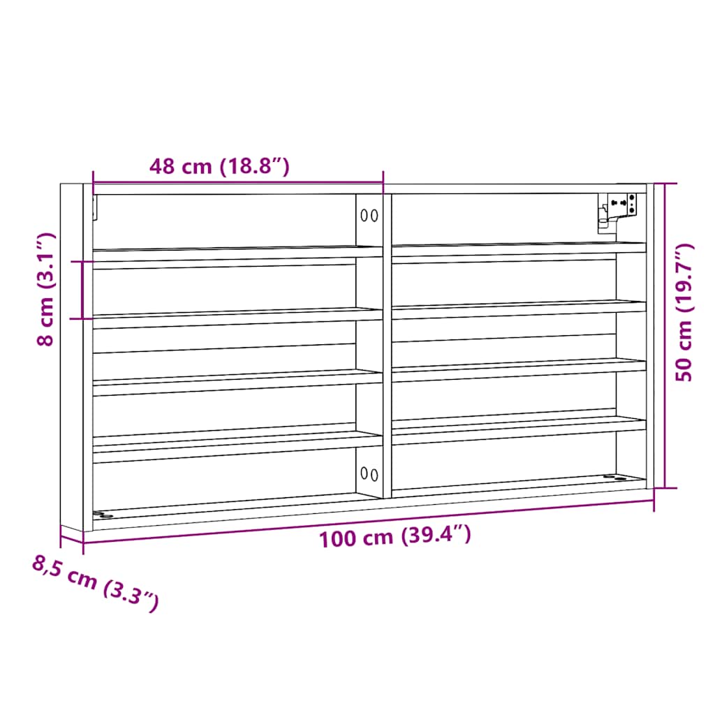 Vitrina boja hrasta sonome 100x8,5x50 cm konstruirano drvo