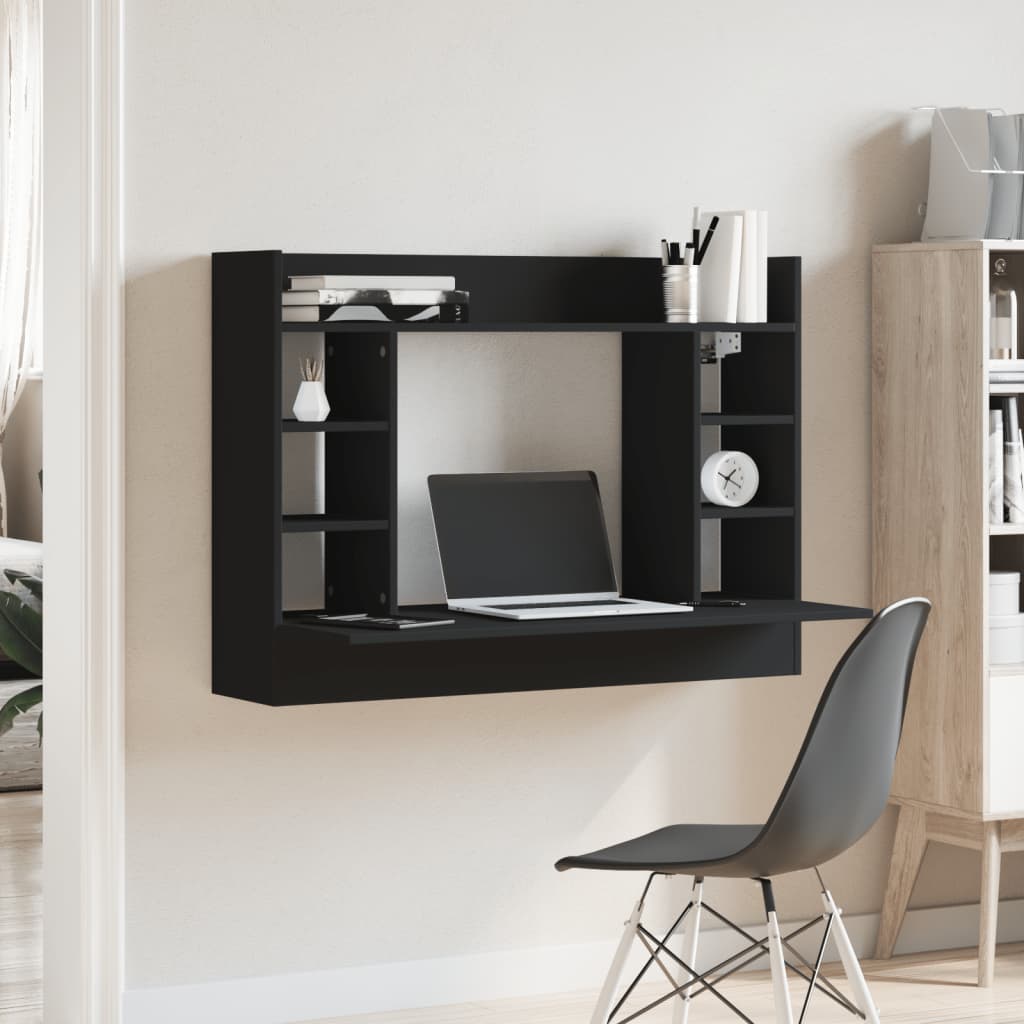 Zidni radni stol crni 105 x 48 x 75 cm od konstruiranog drva