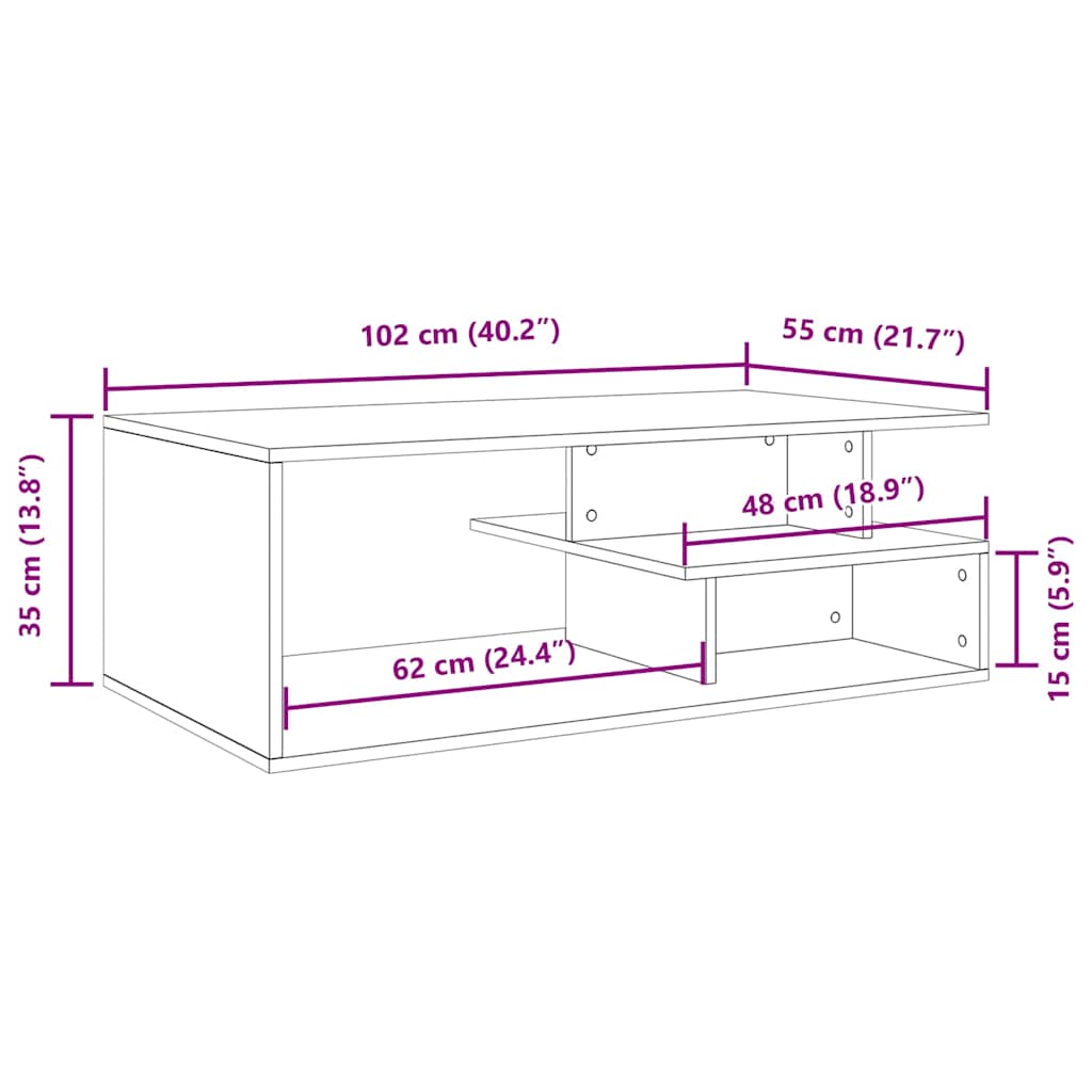 Stolić za kavu boja betona 102 x 55 x 35 cm konstruirano drvo