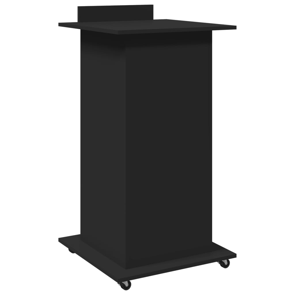 Govornica s kotačima i ladicom crna 55 x 55 x 107 cm drvena