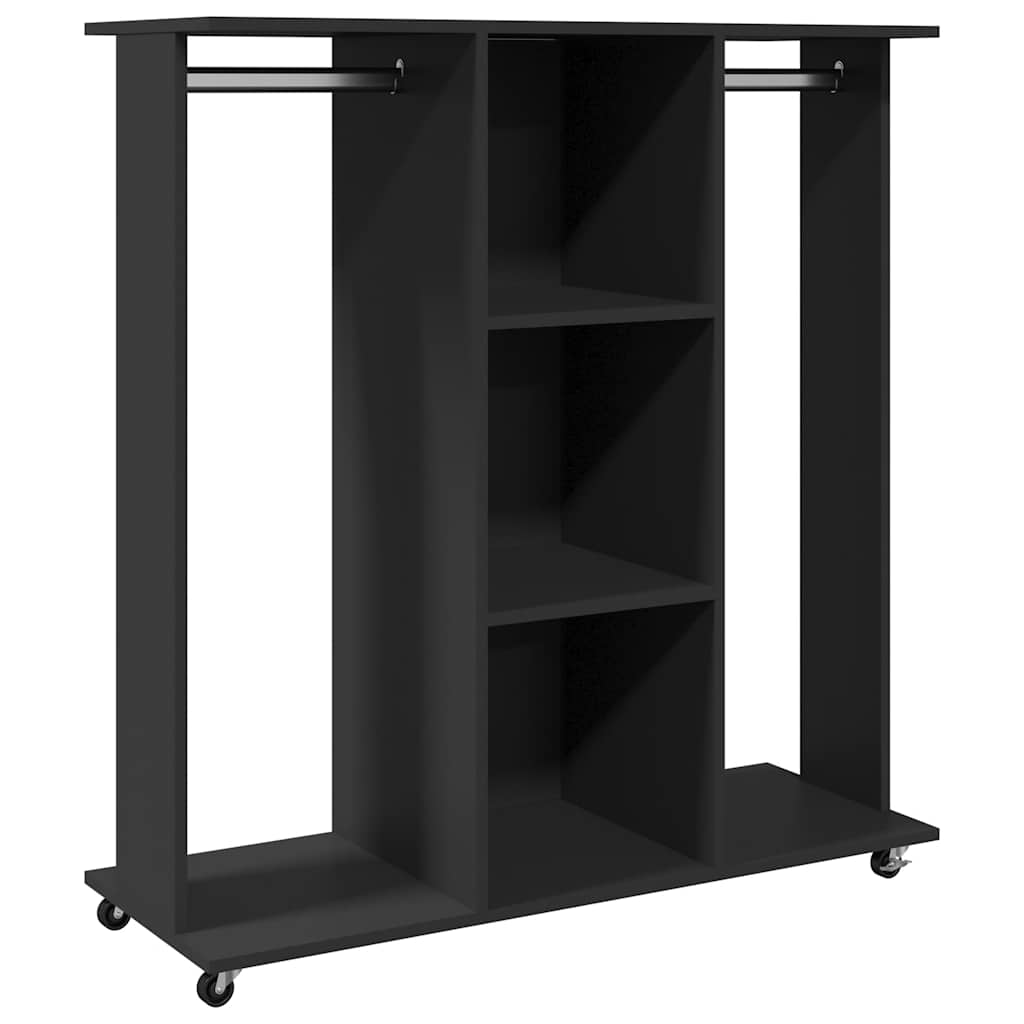 Ormar s kotačima crni 102 x 38 x 110 cm od konstruiranog drva