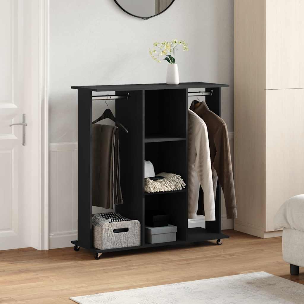 Ormar s kotačima crni 102 x 38 x 110 cm od konstruiranog drva
