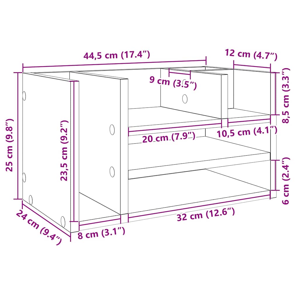 Organizator za stol bijeli 44,5 x 24 x 25 cm konstruirano drvo