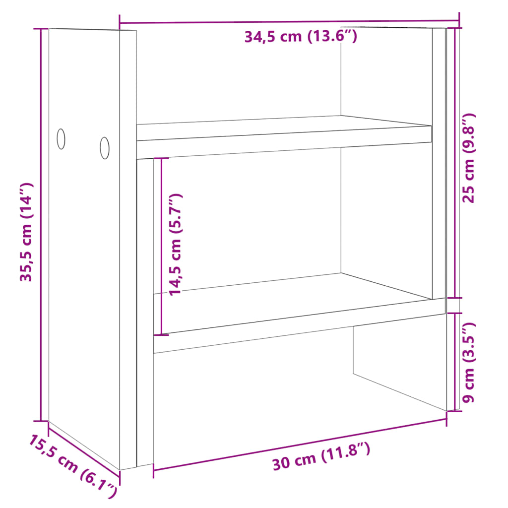 Organizator za stol bijeli 34,5x15,5x35,5 cm konstruirano drvo