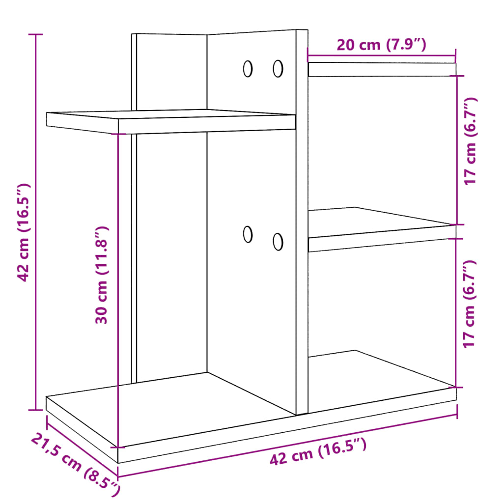 Organizator za stol bijeli 42 x 21,5 x 42 cm konstruirano drvo