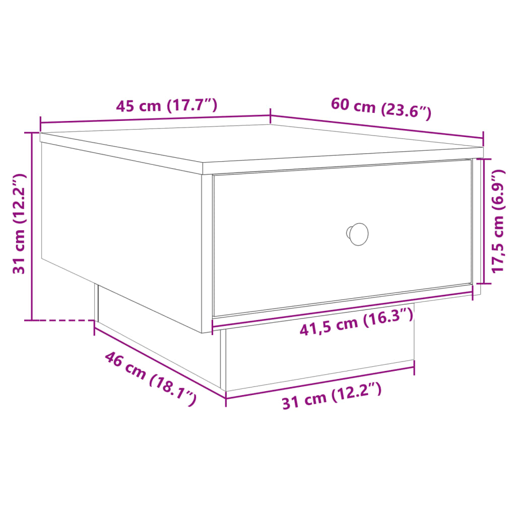 Stolić za kavu boja hrasta 60x45x31 cm od konstruiranog drva