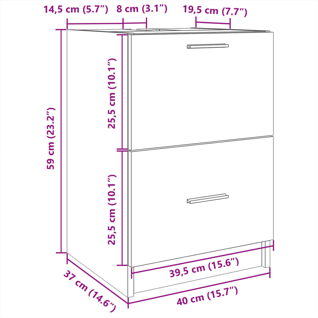 Ormarić za umivaonik boja hrasta 40x37x59 cm konstruirano drvo