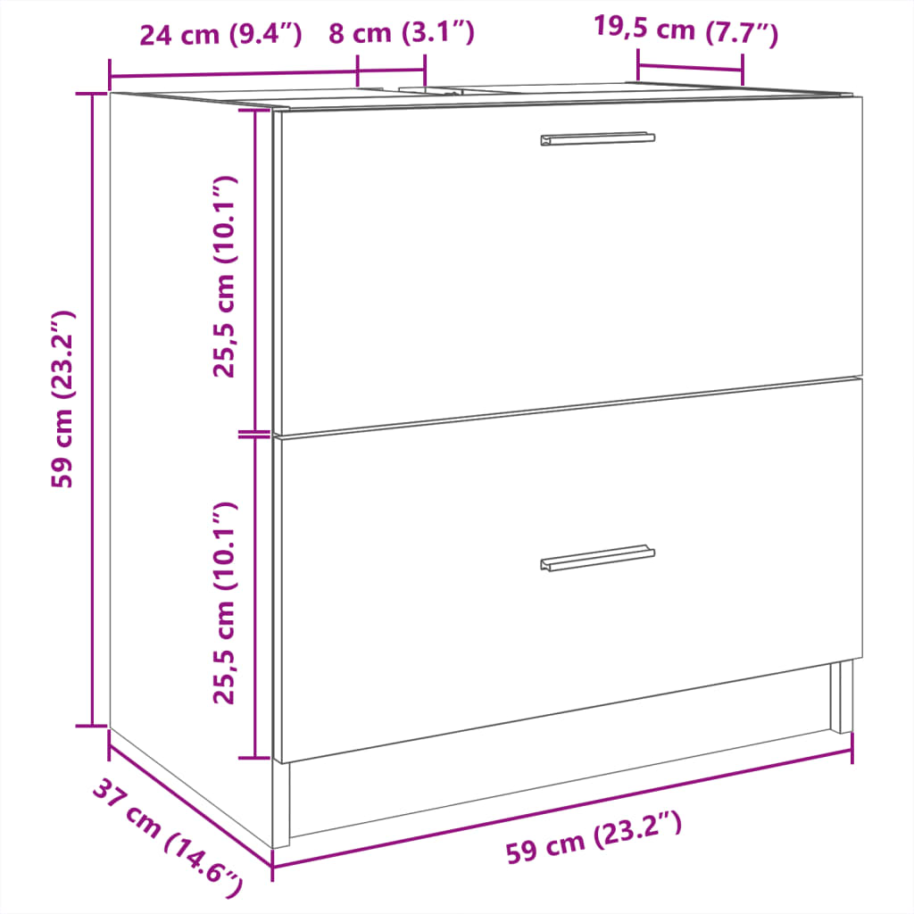 Ormarić za umivaonik boja betona 59x37x59 cm konstruirano drvo