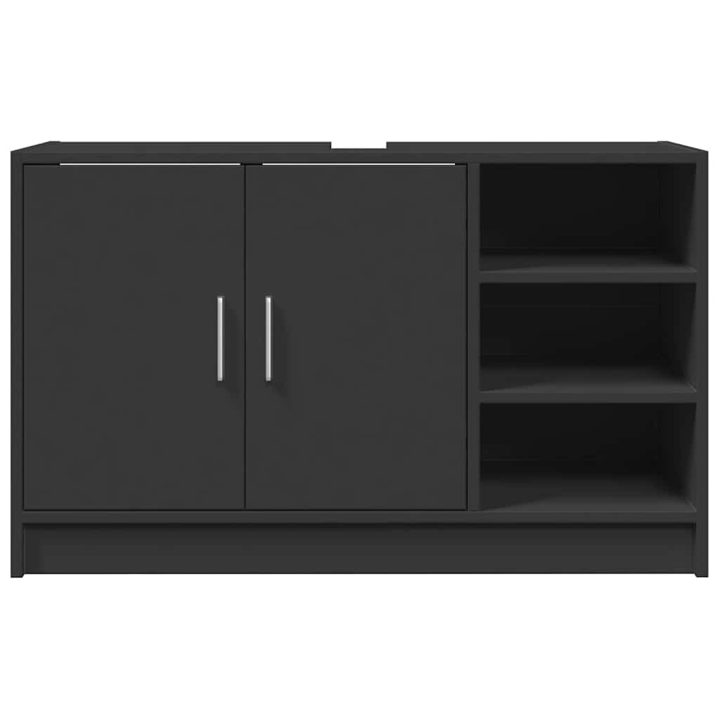 Ormarić za umivaonik crni 90 x 29 x 55 cm konstruirano drvo