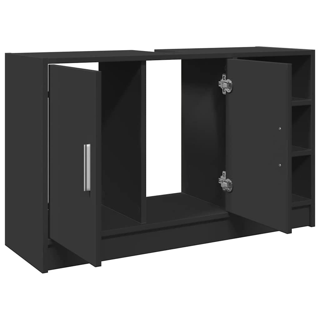 Ormarić za umivaonik crni 90 x 29 x 55 cm konstruirano drvo