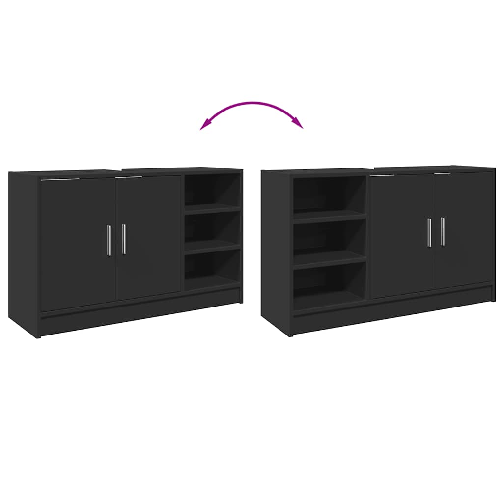 Ormarić za umivaonik crni 90 x 29 x 55 cm konstruirano drvo
