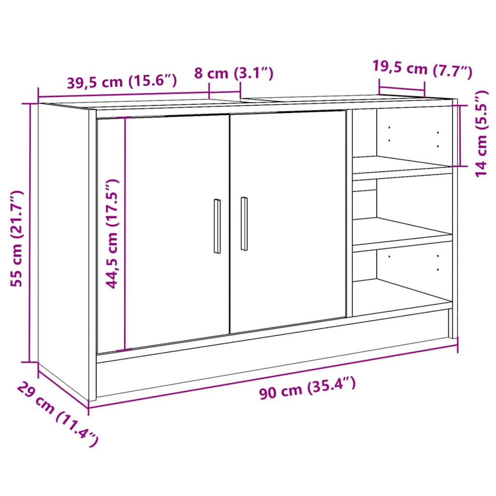 Ormarić za umivaonik smeđa boja hrasta 90 x 29 x 55 cm drveni