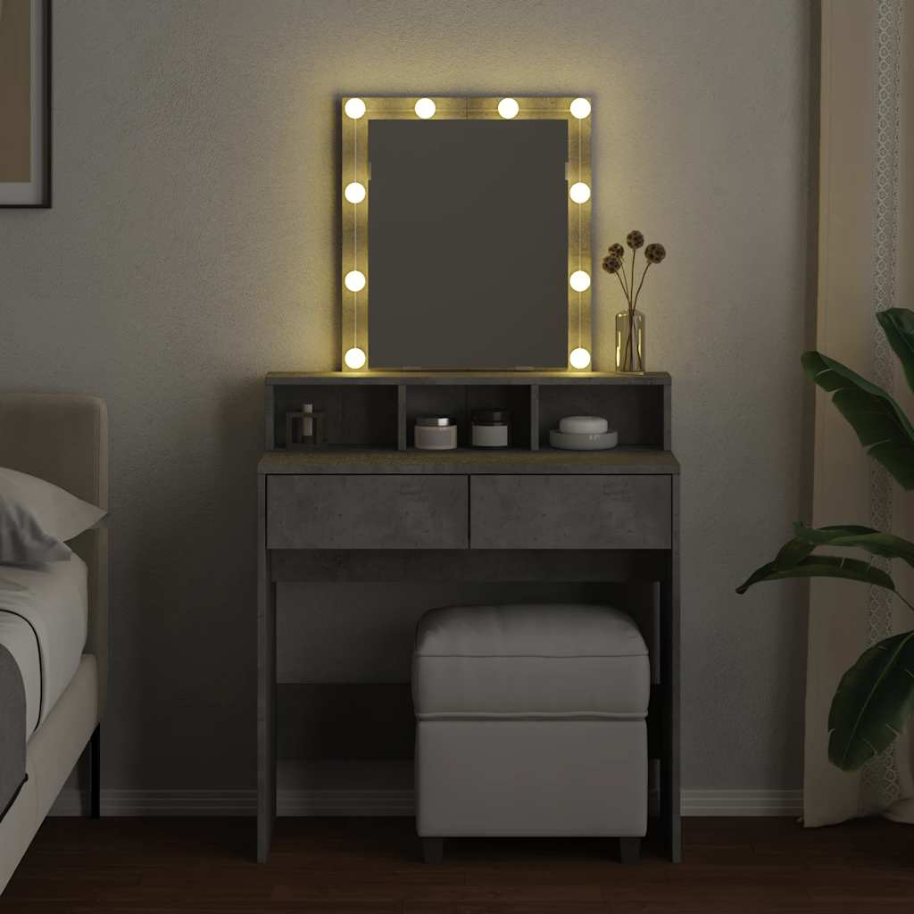 Toaletni stolić s LED svjetlima siva boja betona 80x41x144,5 cm