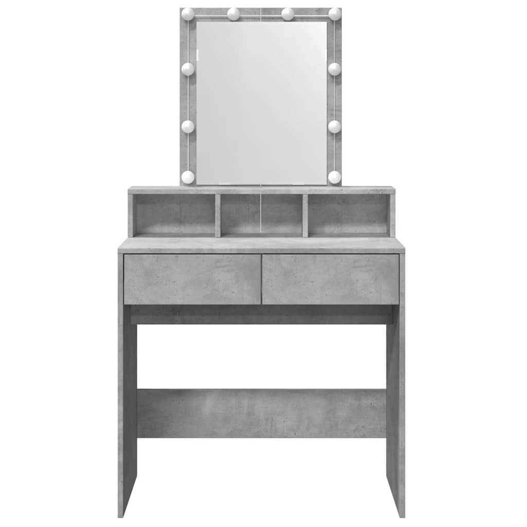 Toaletni stolić s LED svjetlima siva boja betona 80x41x144,5 cm