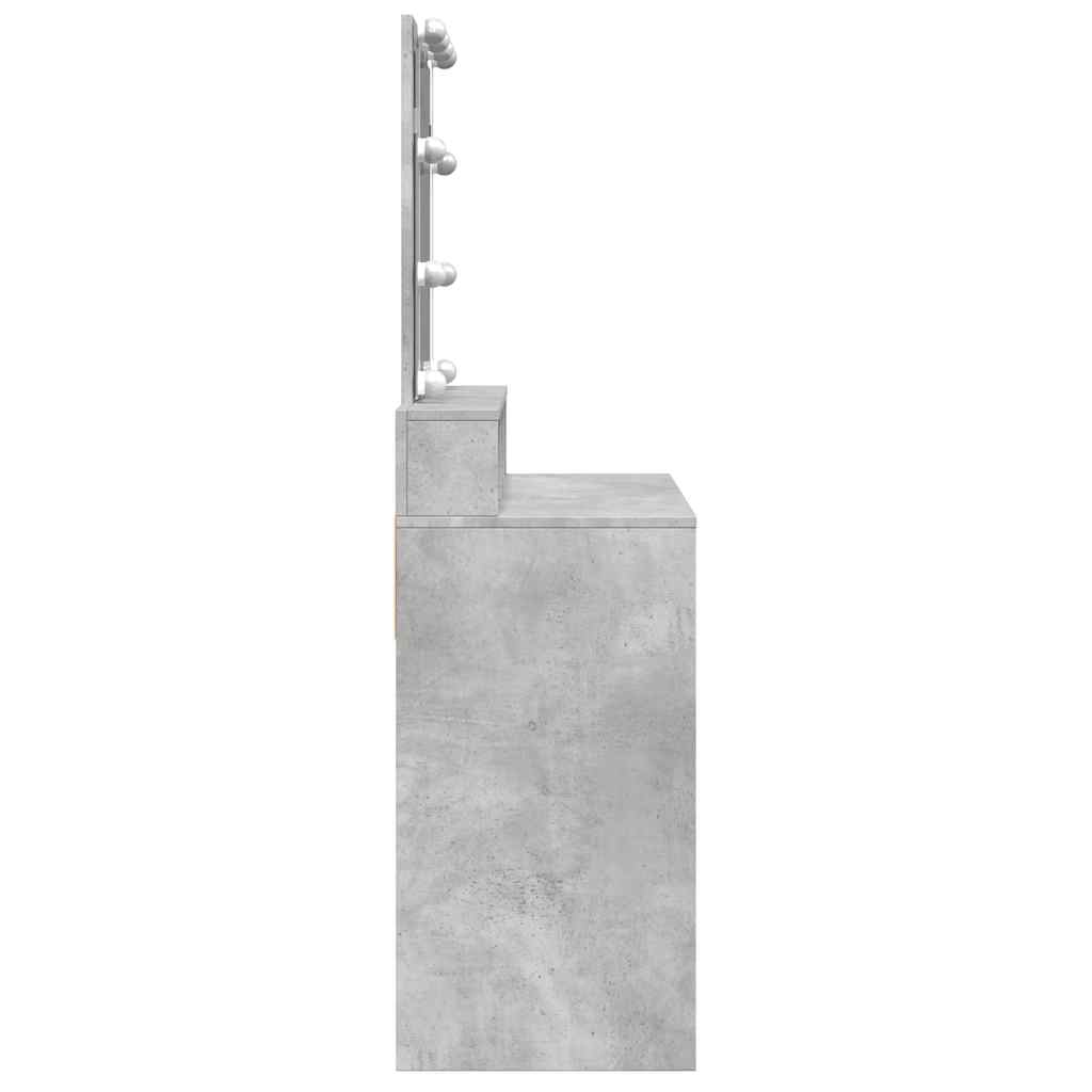 Toaletni stolić s LED svjetlima siva boja betona 80x41x144,5 cm