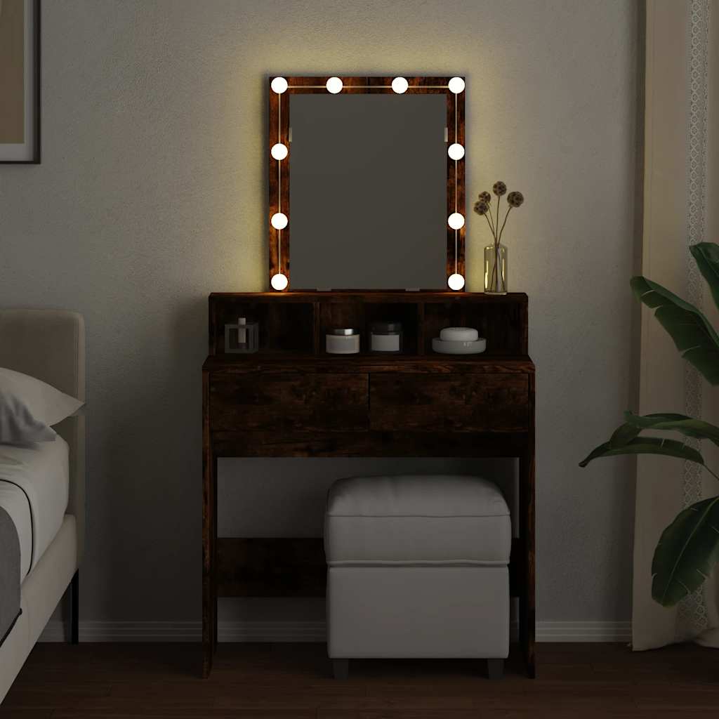 Toaletni stolić LED boja dimljenog hrasta 80 x 41 x 144,5 cm