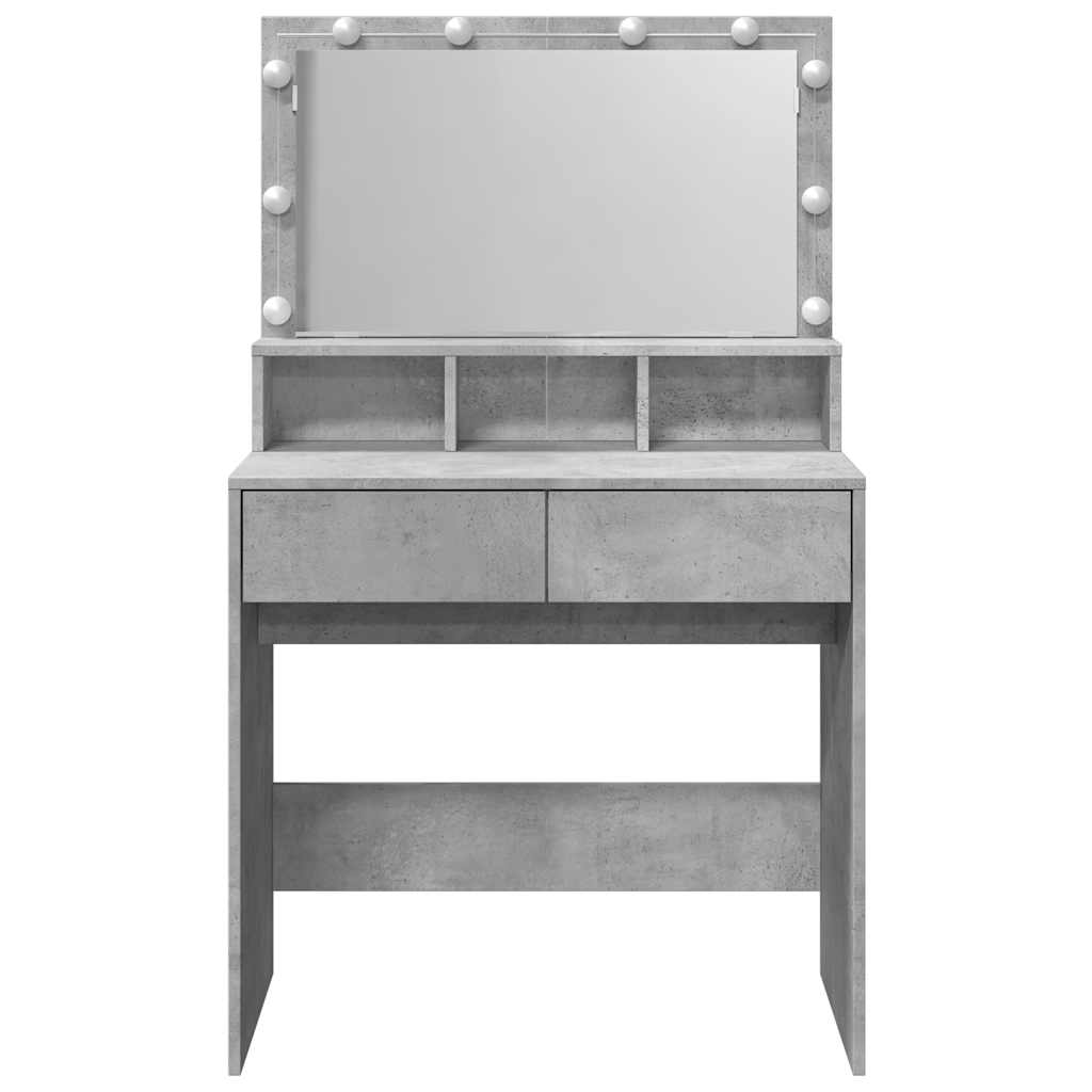 Toaletni stolić s LED svjetlima siva boja betona 80x41x134,5 cm