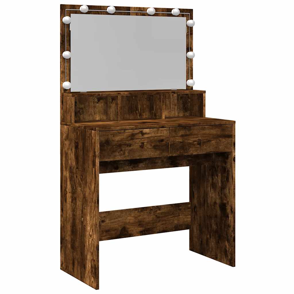 Toaletni stolić LED boja dimljenog hrasta 80x41x134,5 cm