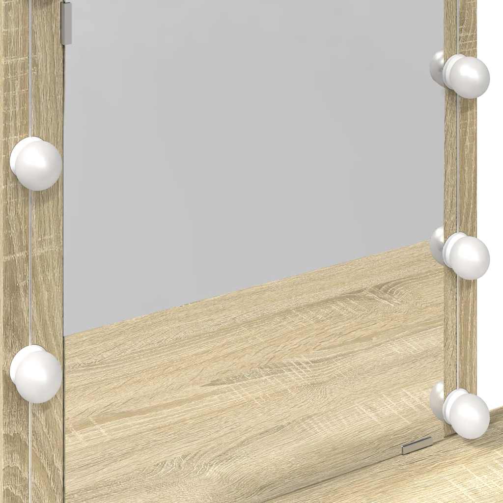 Toaletni stolić s LED svjetlima boja hrasta 100 x 40 x 130 cm