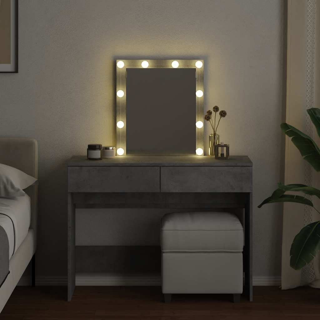 Toaletni stolić s LED svjetlima siva boja betona 100x40x130 cm