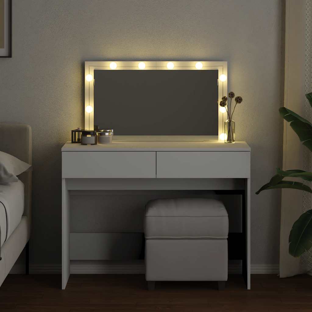Toaletni stolić s LED svjetlima bijeli 100x40x120 cm