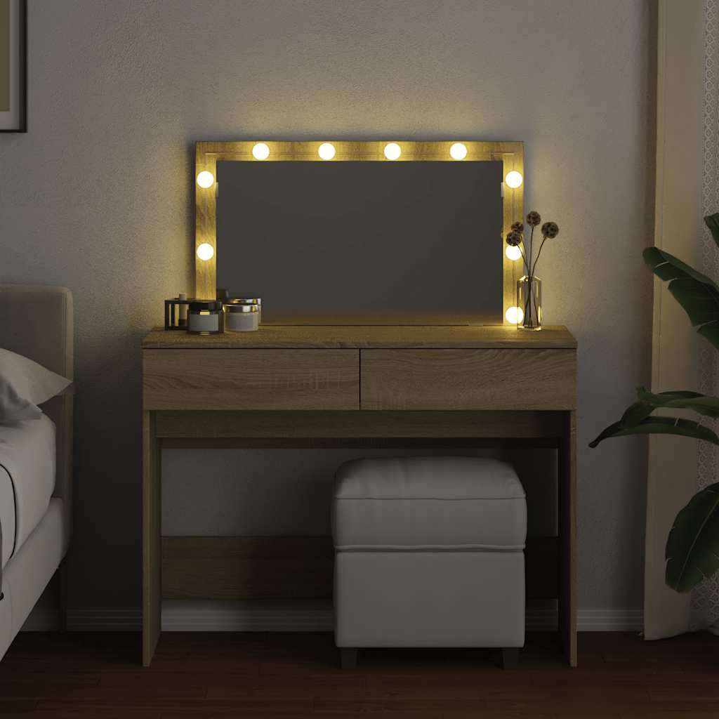 Toaletni stolić s LED svjetlima boja hrasta 100x40x120 cm