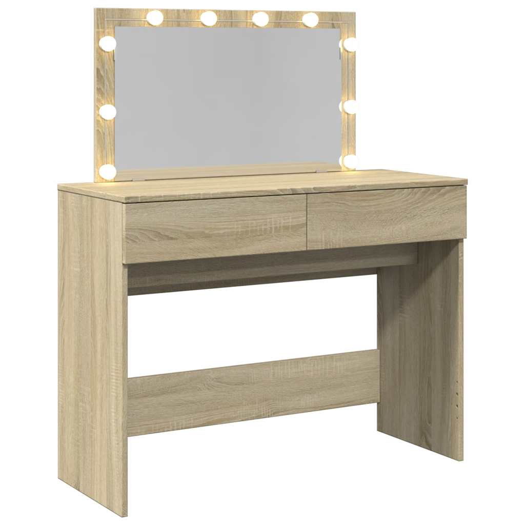 Toaletni stolić s LED svjetlima boja hrasta 100x40x120 cm