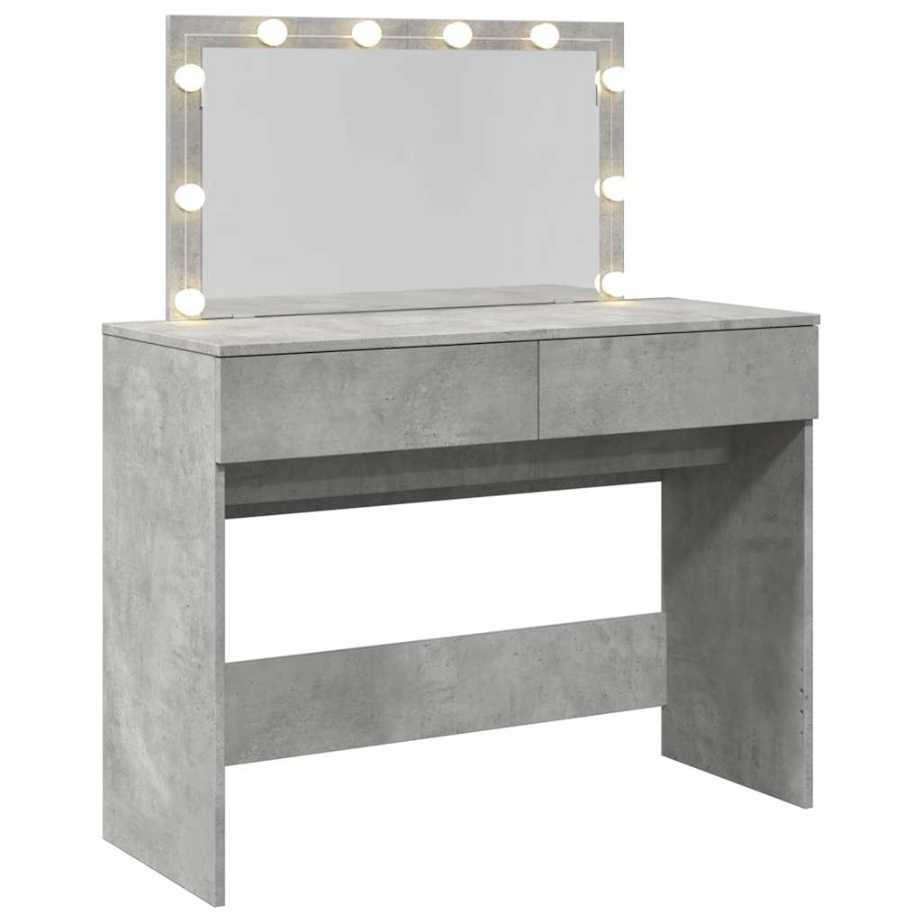 Toaletni stolić s LED svjetlima siva boja betona 100x40x120 cm