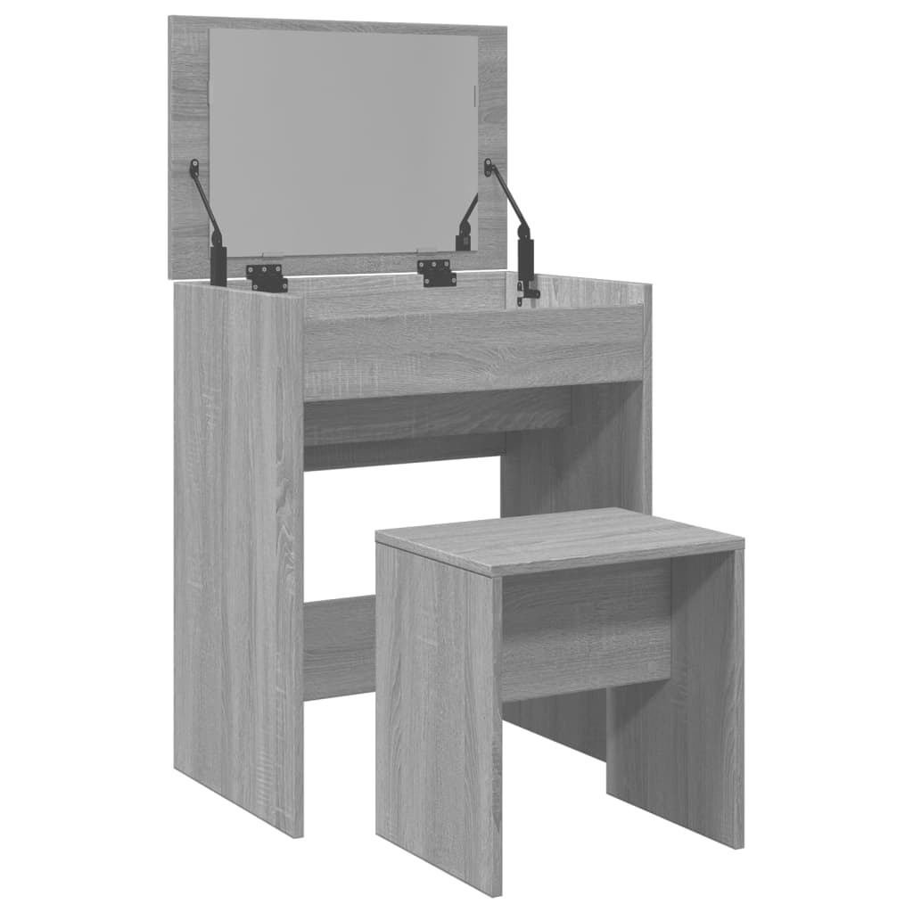Toaletni stolić sa stolcem siva boja hrasta 60 x 40 x 113,5 cm