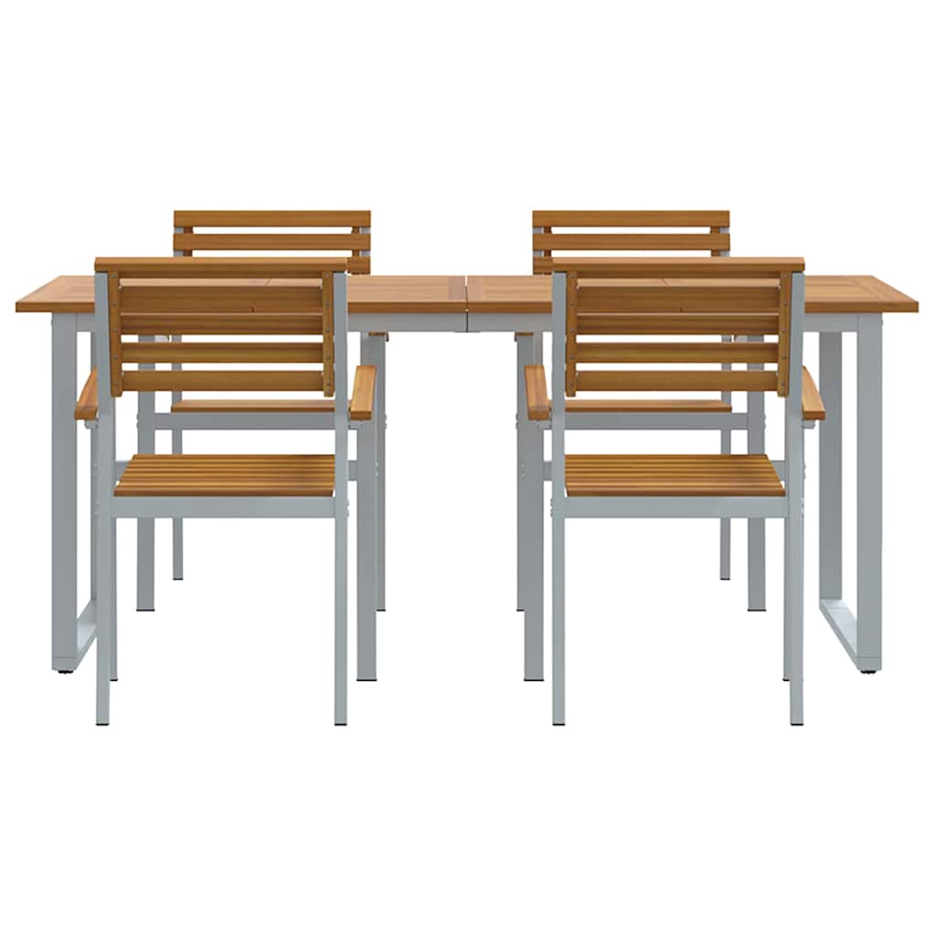 Vrtni set za objed 5 pcs Siva Čvrsto drvo akacije