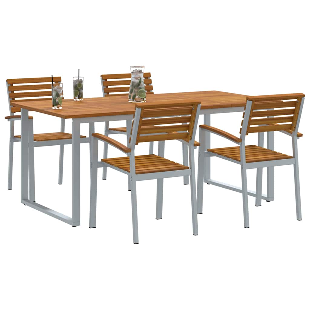 Vrtni set za objed 5 pcs Siva Čvrsto drvo akacije