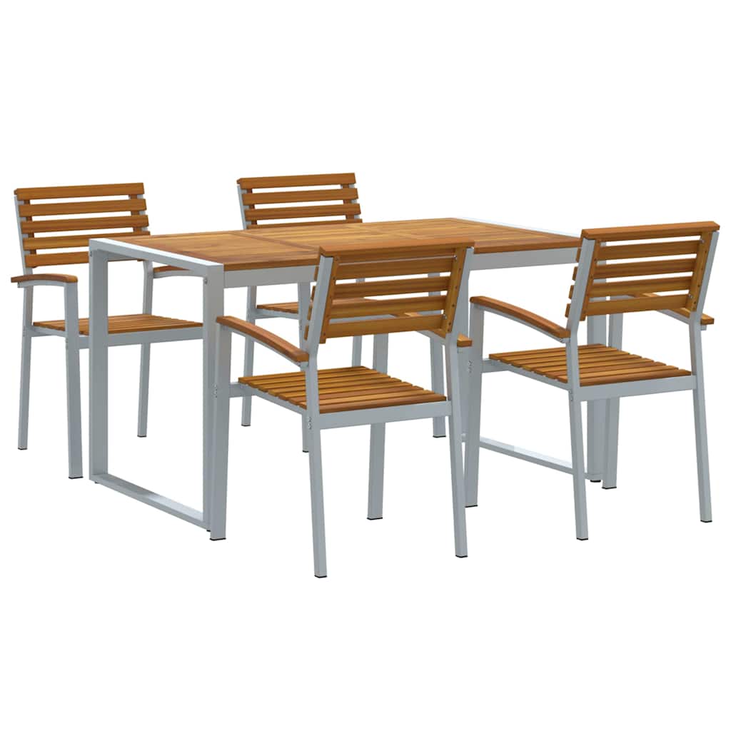 Vrtni set za objed 5 pcs Siva Čvrsto drvo akacije