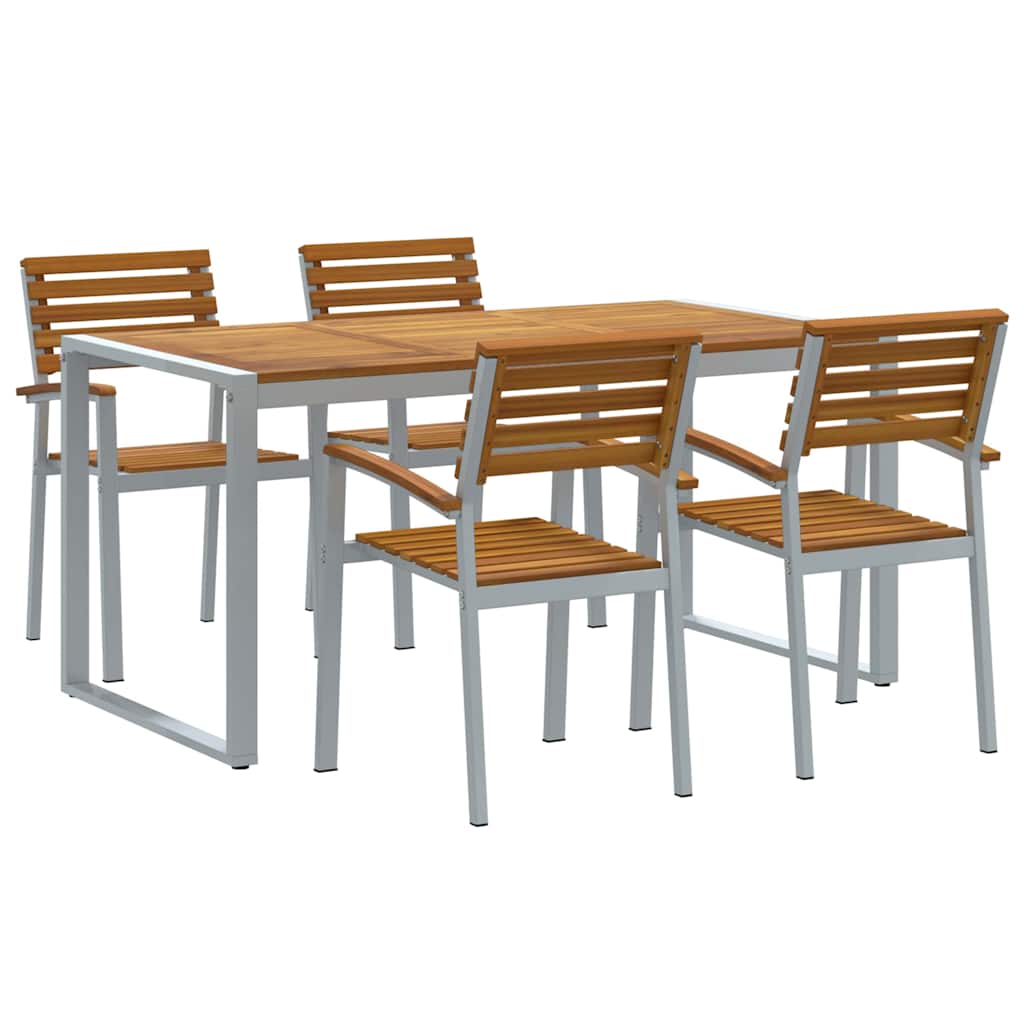 Vrtni set za objed 5 pcs Siva Čvrsto drvo akacije