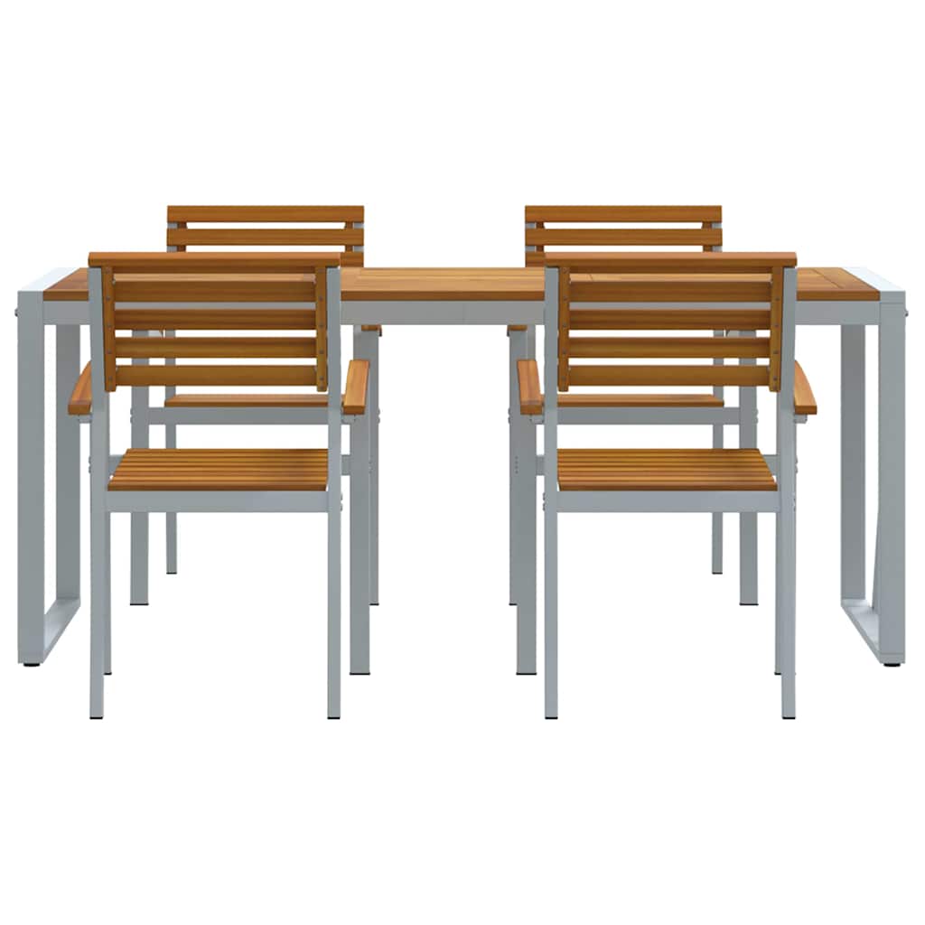 Vrtni set za objed 5 pcs Siva Čvrsto drvo akacije