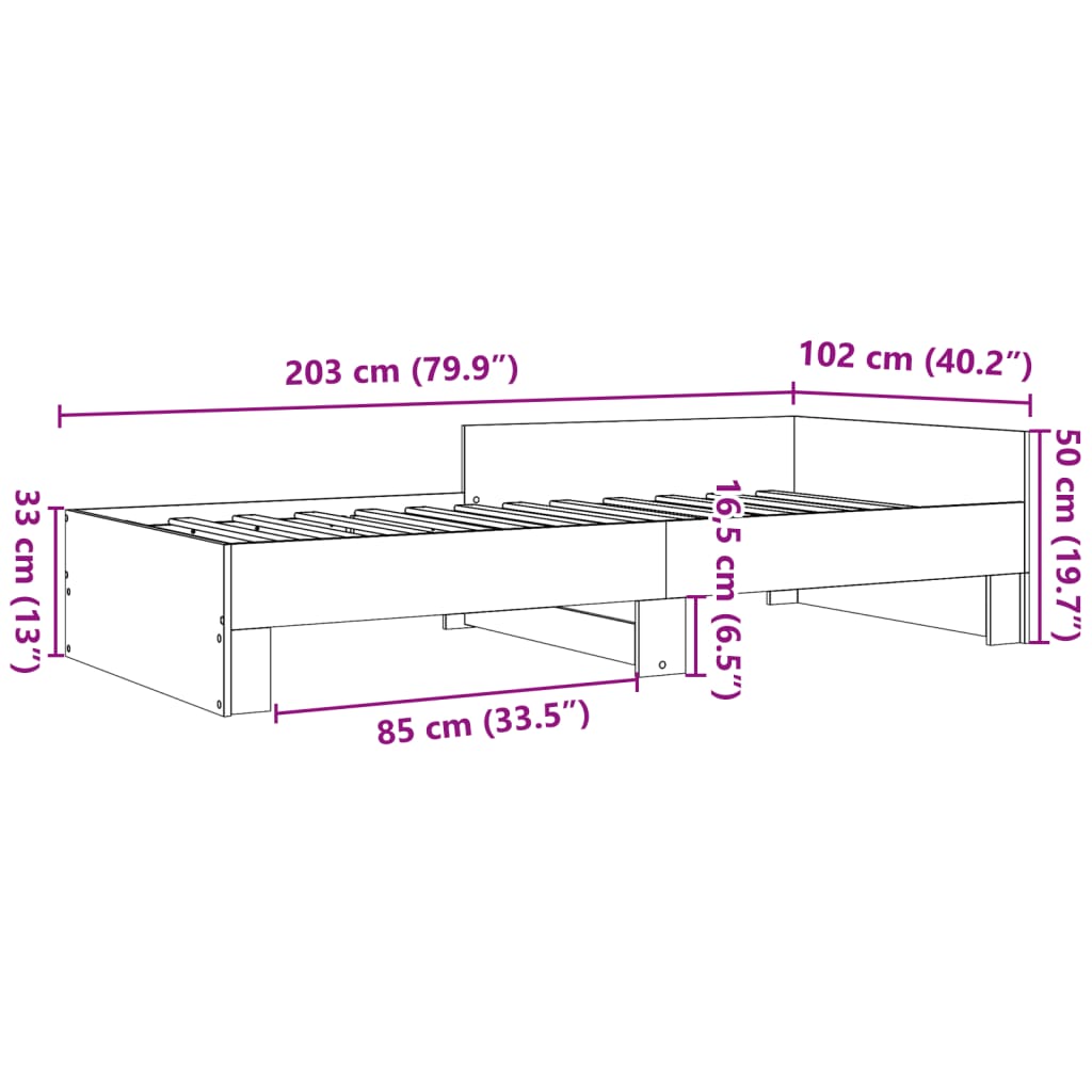 Okvir kreveta bez madraca smeđa boja hrasta 100 x 200 cm drveni