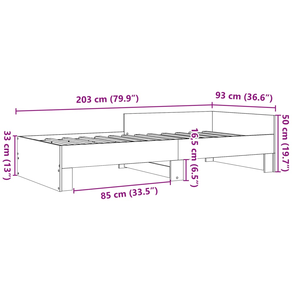 Okvir kreveta bez madraca dimljena boja hrasta 90x200 cm drveni