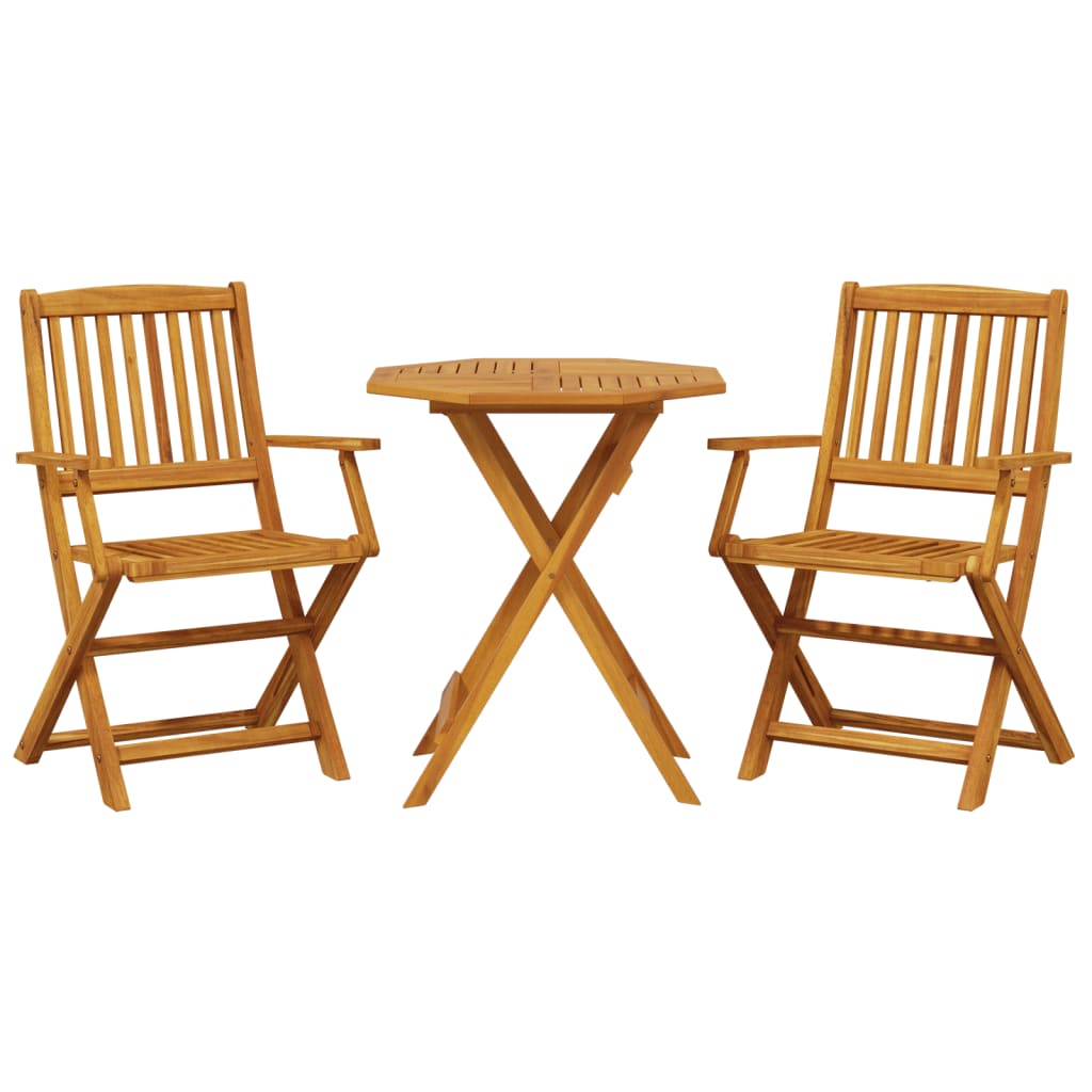 3-dijelni sklopivi bistro set od masivnog bagremovog drva