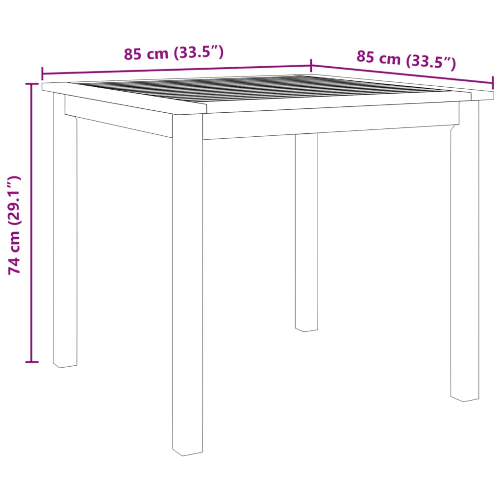 3-dijelni vrtni blagovaonski set 85x85x74 cm od masivnog bagremovog drva