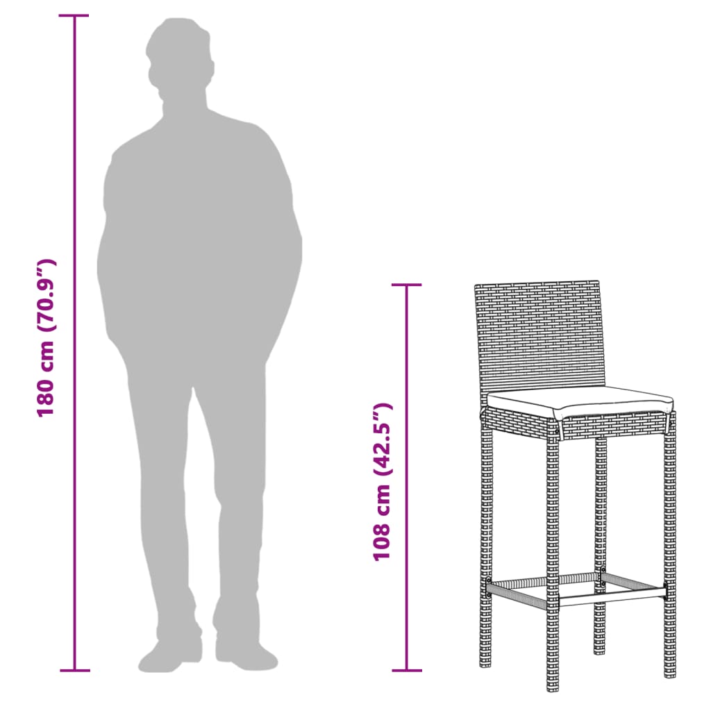 5-dijelni vrtni barski set sivi od drva bagrema i poliratana
