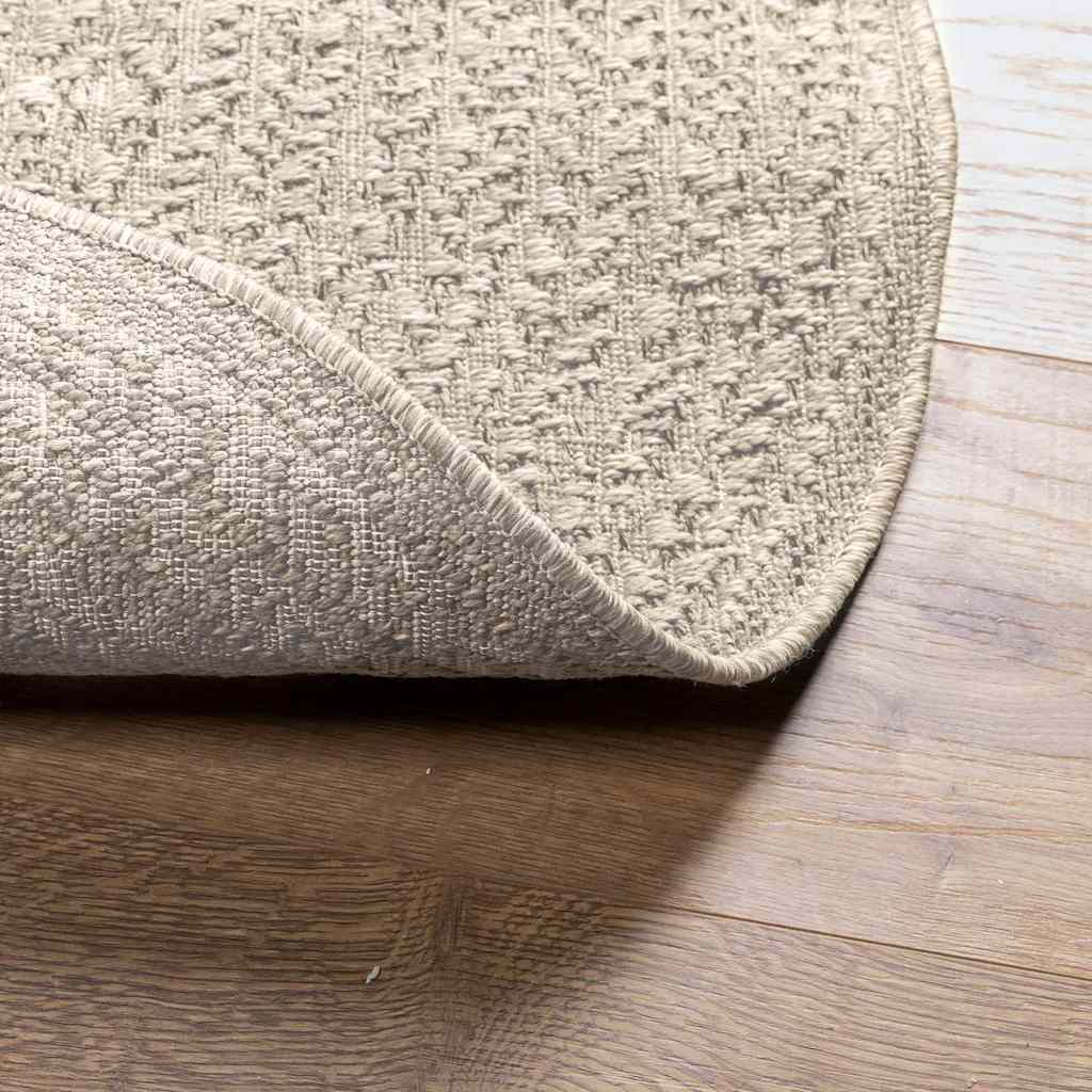 Tepih ZIZUR krem Ø 120 cm s izgledom jute unutarnji i vanjski