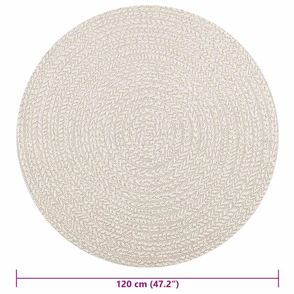 Tepih ZIZUR krem Ø 120 cm s izgledom jute unutarnji i vanjski