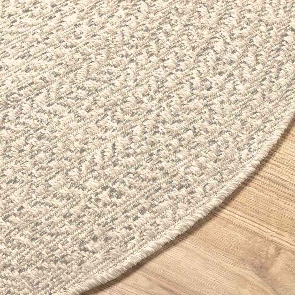 Tepih ZIZUR krem Ø 200 cm s izgledom jute unutarnji i vanjski