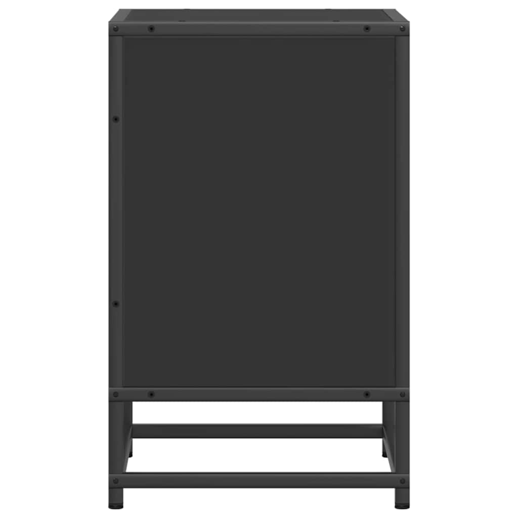 Noćni ormarić crni 40x31x50 cm Konstruirano drvo i metal