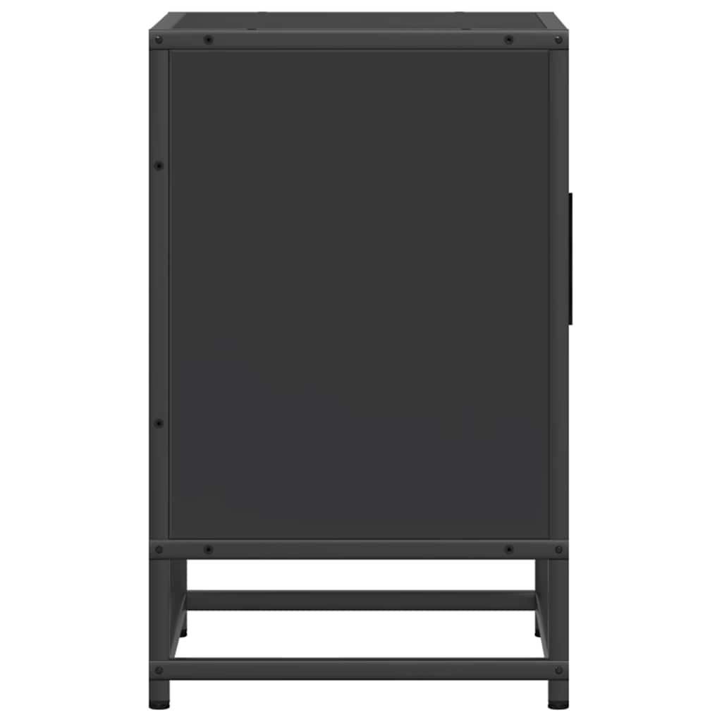 Noćni ormarić crni 40x31x50 cm Konstruirano drvo i metal