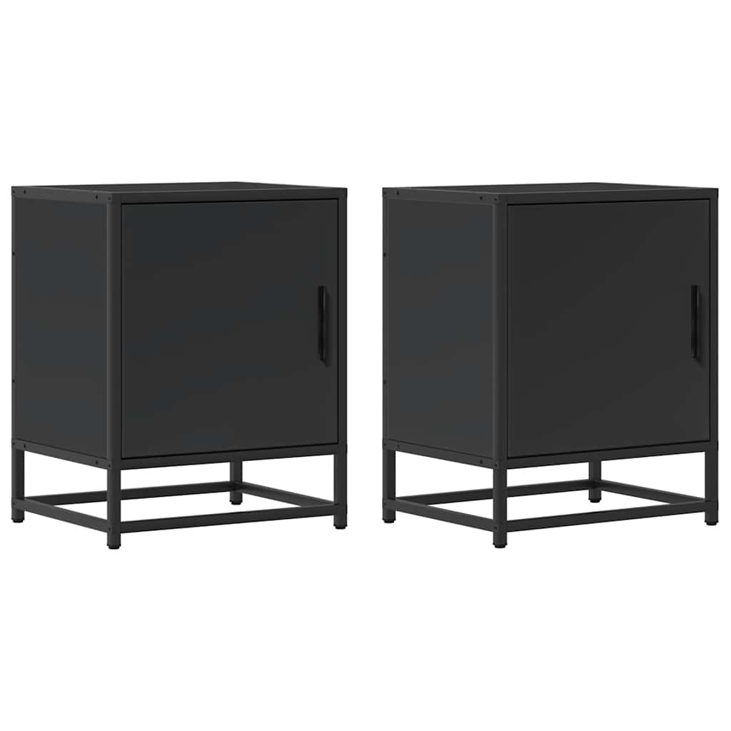 Noćni ormarići 2 kom crni 40x31x50 cm Konstruirano drvo i metal