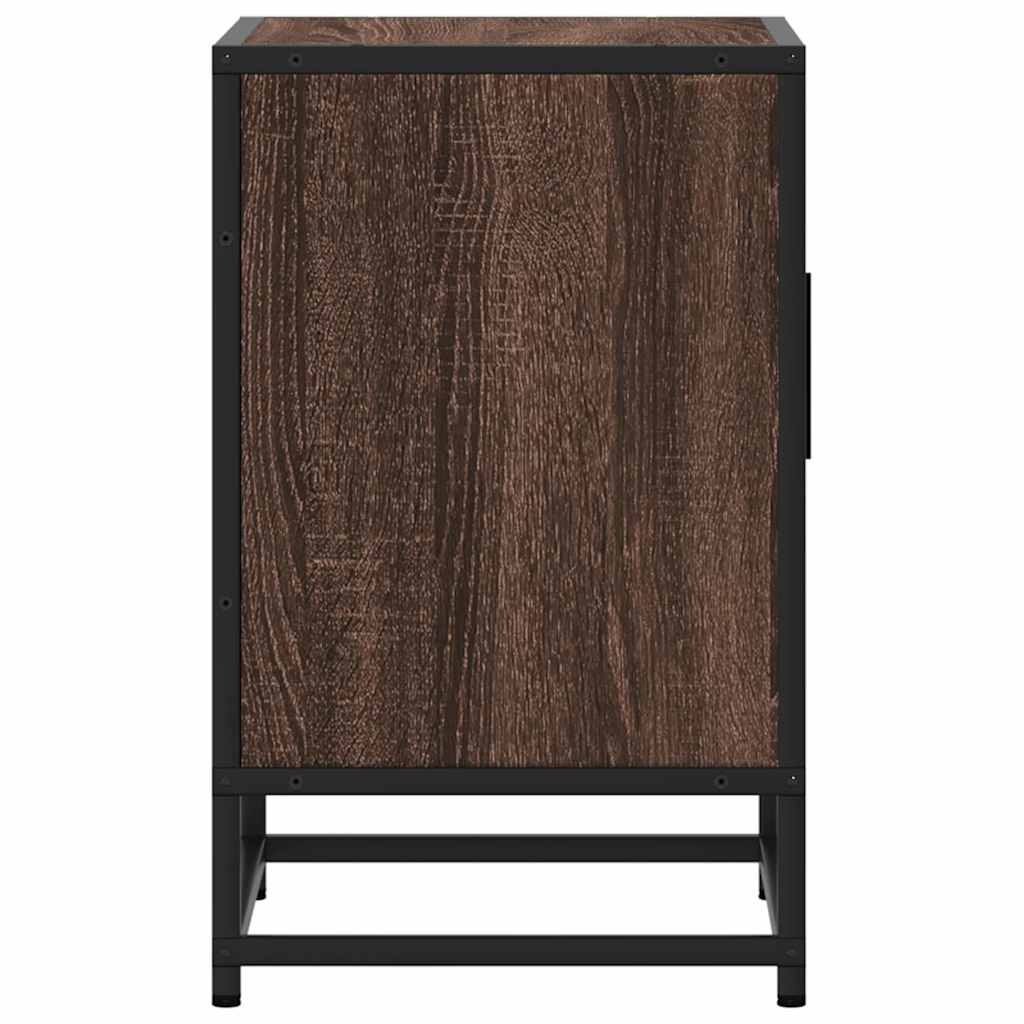 Noćni ormarić smeđi hrast 40x31x50 cm Konstruirano drvo i metal